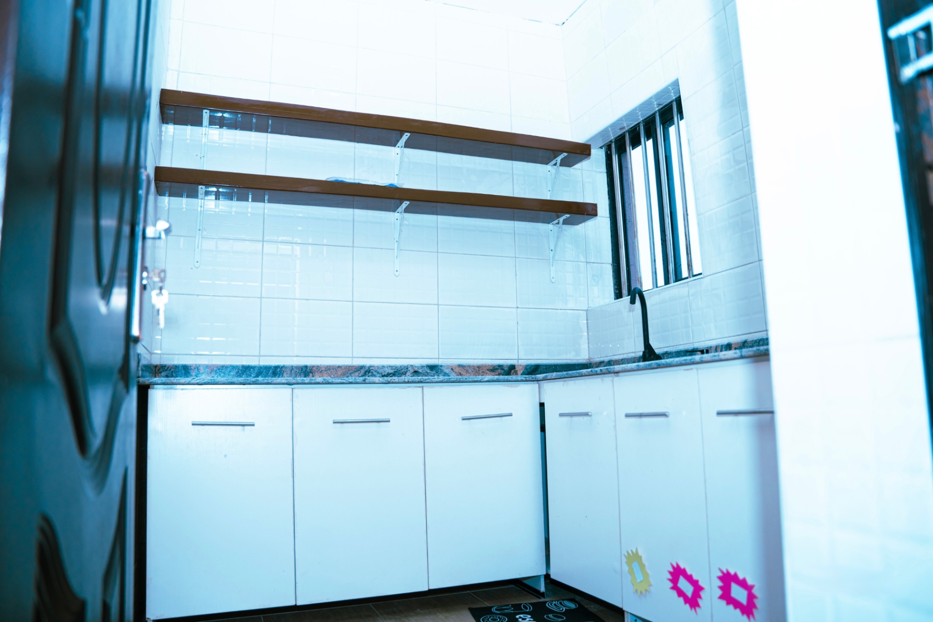 Clean on-site school kitchen for meal preparation